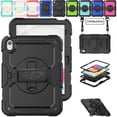 thumbnail image 2 of Pour IPad 10.2 7th 8th 9th 10th Gen Air 2 3 4 5 10.9 Mini 6 9.7 Pro 11 Étui pour Tablette Enfants Silicone PC Armure Support Antichoc Housse 02 Rouge IPad 10th Gen 10.9, 2 of 6