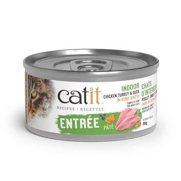 Catit Recipes Chicken Turkey & Duck Entree in Bone Broth for Indoor Cats 85 G