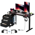thumbnail image 4 of GUNAITO Computer Desk 58.2" × 23.6" Electric Standing Desk with 3 Drawers Height Adjustable Stand Up Table Ergonomic Sit Stand Desk with Splice Board for Home Office Black, 4 of 11
