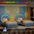thumbnail image 3 of Ourlova Twin LED Upholstered Bed for Bedroom- Princess Platform Bed with Rainbow Headboard- Storage Drawer- No Box Spring- Easy Assembly- Blue - Colorful Bedroom, 3 of 7