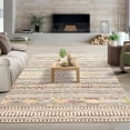 thumbnail image 2 of Twister.CK Washable 8' x 10' Vintage Striped Area Rug, Soft Living Room Rug Stain Resistant Indoor Carpet Non Slip Low Pile Floor Cover for Bedroom Dining Room, Colorful Brown, 2 of 9