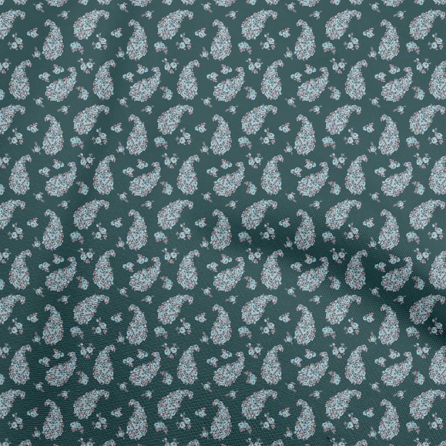 oneOone Polyester Spandex Teal Green Fabric Florals Sewing Craft Projects Fabric Prints By Yard 56 Inch Wide