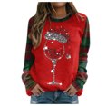 thumbnail image 2 of Chandail en Molleton de Noël pour Femmes 2023 Mode Décontractée Manches Longues Col Rond Imprimé à Carreaux Chandail en Molleton Dames Hauts Blouse en Liquidation, 2 of 4