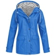 thumbnail image 2 of Kcodviy Imperméable Femme Imperméable Uni à Fermeture Éclair Veste Femme à Capuche Coupe-Vent Manteau d'Extérieur Manteau pour Dames Grande Taille Manteau pour Femme, 2 of 6