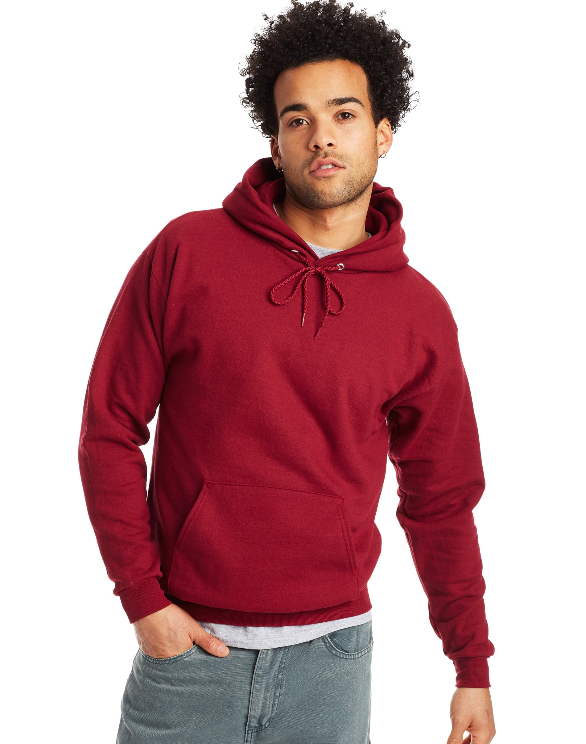 Hanes Mens EcoSmart Fleece Hoodie, S, Cardinal
