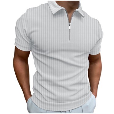Ketyyh-chn99 Men's Polo Shirts Shirts for Men Fashion 2024 3/4 Sleeve Men Tops Dressy Casual Male Blouse Grey,XL