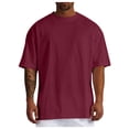 thumbnail image 1 of Men T Shirts Male Summer Pure Oversized Shirt Solid Color Large Size Short Sleeve Round Shoulder Top, 1 of 5