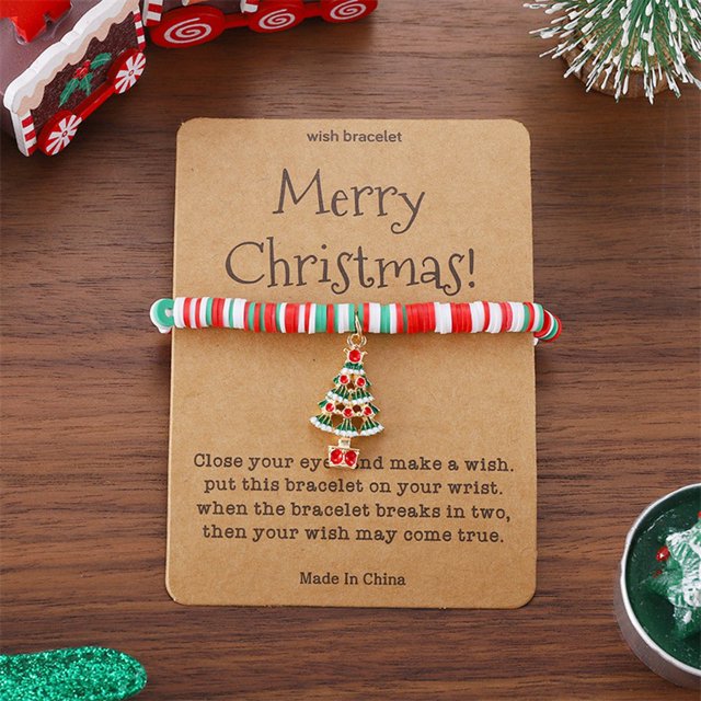 WIFKLSIIPG Christmas Bracelet Card Merry Christmas Wish Bracelet Stackable Christmas Beaded Bracelets Christmas Bracelet Jewelry for Mom Daughter Sister