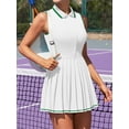 thumbnail image 3 of Charmo Robe de Tennis à Fermeture Éclair pour Femmes, Robe Polo d'Entraînement de Golf, Robe Plissée avec Shorts et Poches, 3 of 9