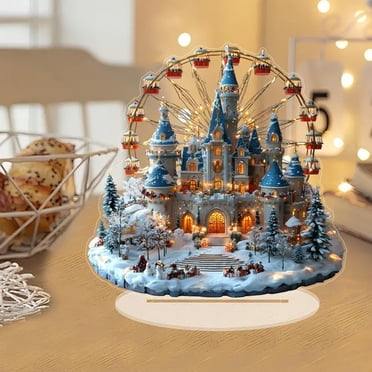 Décoration de Bureau en Acrylique avec Grande Roue de Château de Noël