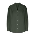 thumbnail image 4 of Penkiiy Womens Button Down Shirt 2024 Casual Long Sleeve Solid Color Shirts Loose Work Tops with Pockets 2XL Army Green, 4 of 6