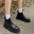 thumbnail image 2 of CEHVOM Bottes à Talon Épais pour Femmes, Hiver, Chaudes, Couleur Unie, Manches, Bout Rond, Tige Courte, 2 of 4