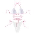 thumbnail image 4 of Qertyioot Women Bandeau Bandage Bikini Set Love Drawstring, 4 of 6