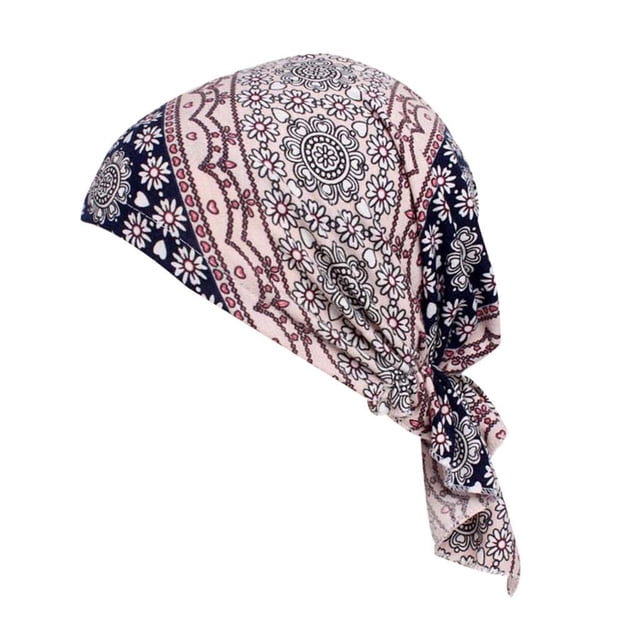 Turban Chimiothérapie Cancer Musulman Floral Extensible Foulard de Tête Tête de Mort Couvre-Chef Taille Unique