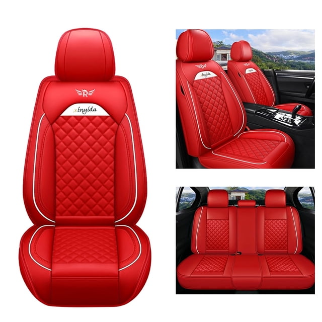 Maidao Universal Car Seat Covers Full Set for Mercedes-Benz for C300 2008-Present 5 Seats Water Resistant Front Rear Cushion Protector Red