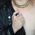 thumbnail image 3 of Stainless Steel Artificial Cat Eye Stone Ring Titanium Steel Ring, 3 of 3
