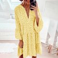 thumbnail image 2 of U.Vomade Nouvelle Robe Mini Ample Léopard Femme Décontractée Rose Col en V Manches à Volants Jupe Chemise de Fête Femme Plage Robe Bohème, 2 of 4