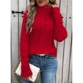 thumbnail image 4 of Women Turtle-Neck Sweaters Cable Knit Long Sleeve Pullover Jumper Tops Fall Winter Casual Solid Sweater Red S, 4 of 6