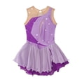 thumbnail image 3 of Nyeemya Costume de Patinage Artistique pour Fille, Robe Justaucorps en Maille Colorée à Empiècements pour Performance de Danse, Lavande 10, 3 of 6