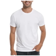 Ediodpoh Men's T Shirt Ultra Soft White Plain Men's Crew Neck Casual Basic T Shirt for Men T Shirts for Man White L