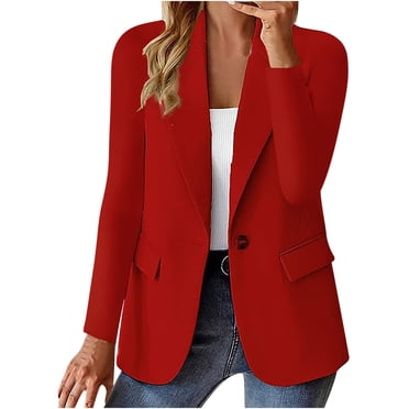 Pisexur Womens Suit Jackets Open Front Button Suit Blazer Casual Solid Color Long Sleeve Suit Coats Work Office Formal Business Jacket Blazers with Pockets