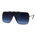 thumbnail image 3 of SA106 Luxury Rimless Oversize Shield 90s Fashion Sunglasses Gold Navy, 3 of 4