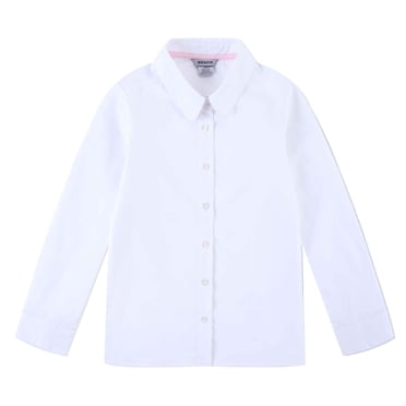 Bienzoe Big Girl's School Uniforms Oxford Long Puff Sleeve Blouse White L