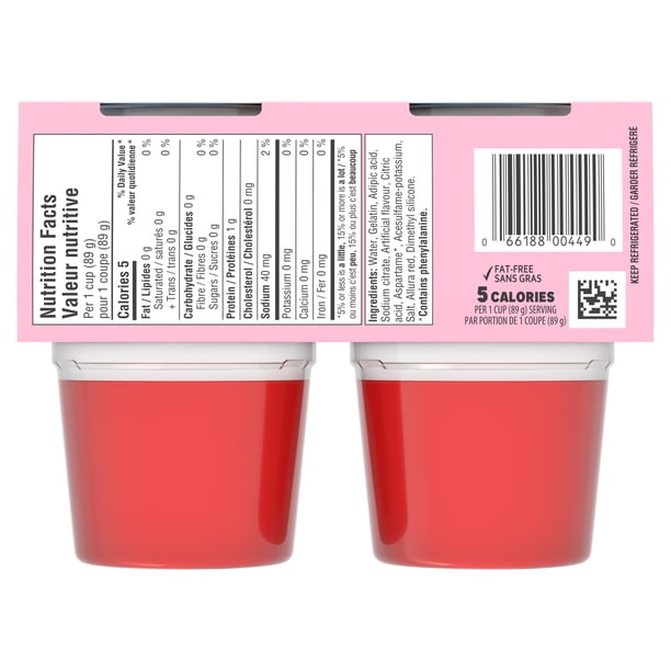 Jell-O Strawberry No Sugar Added Refrigerated Ready-to-Eat Gel