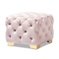 thumbnail image 1 of Baxton Studio Avara Pouf Moderne en Velours Touffeté Rose Clair et Or, 1 of 7