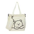 thumbnail image 1 of Canvas Tote Bag Bear Pattern Adjustable Strap Large Capacity Cute Kids Crossbody Bag for School, 1 of 10