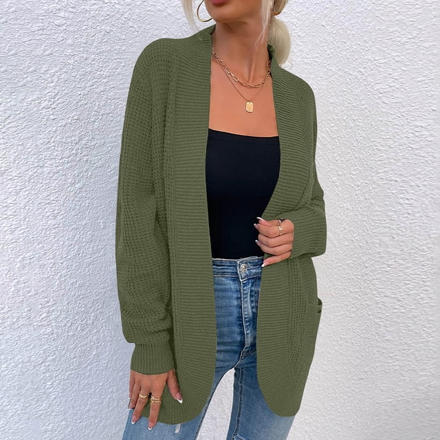 LOVZFMLL Cardigan for Women's Cardigan Color Coarse Knit Loose Oversized Knitwear
