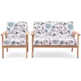 thumbnail image 1 of Patiojoy Ensemble de Canapé 2 Pcs et Fauteuil Simple en Tissu Blanc+bleu, 1 of 5