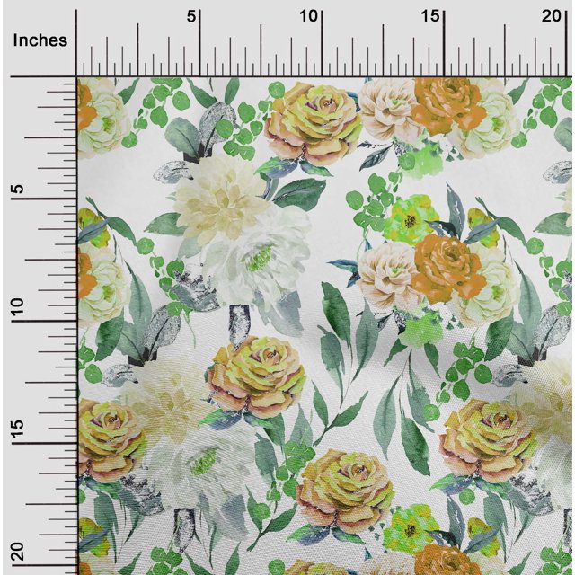 oneOone Rayon Orange Fabric Florals Craft Projects Decor Fabric Printed By The Yard 56 Inch Wide