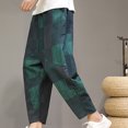 thumbnail image 4 of Birdeem Mens Pants Mens Fashion Drawstring Elastic Waist Solid Color Casual Retro Nationality Length Pants, 4 of 12