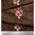 thumbnail image 3 of Soimoi Viscose Tissu Texture, Feuilles & Fleurs Roses Tissus Imprimés par Yard 42 Pouces de Large, 3 of 3