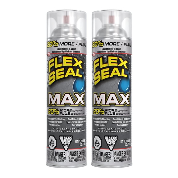 Flex Seal MAX Spray Rubber Sealant Coating,  Clear, 17 oz. (482 g) – 2 PACK