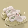 thumbnail image 4 of Womens Furry Slippers Plush Lining Cute Rabbit Removable Memory Foam Thick Bottom Soft Sole Comfortable Non-Slip Warm Winter Home Slippers Green-02, 4 of 7
