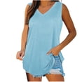 thumbnail image 2 of Débardeurs pour Femmes Col en V Basique Décontracté Fluide Été Sans Manches T-Shirt, 2 of 7