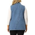 thumbnail image 3 of GRACE & GRANDEUR Veste Sans Manches en Denim pour Femmes Grande Taille de Printemps avec Poches, 3 of 6