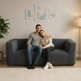 thumbnail image 4 of Gymax Double Inflatable Couch Portable Blow Up Sofa w/ Detachable Cover Grey, 4 of 10