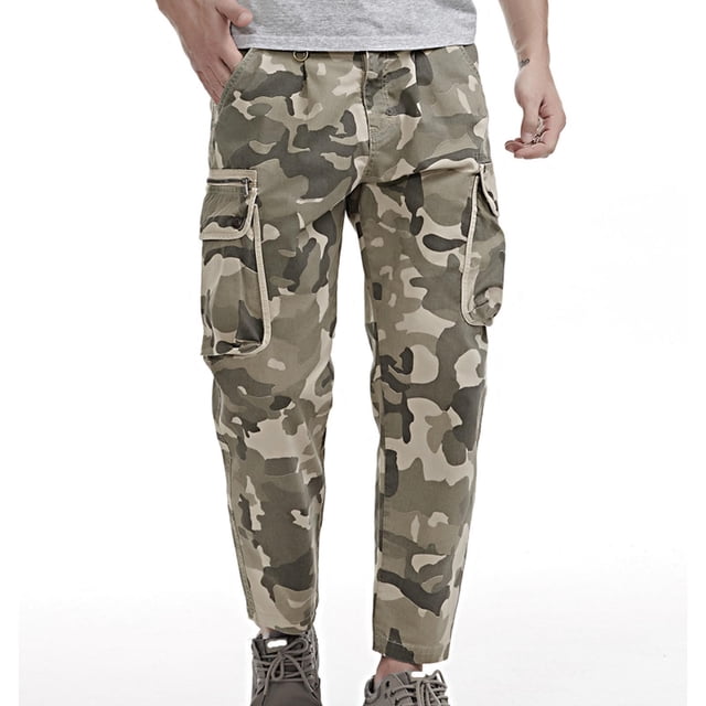 cllios Men's Camo Cargo Pants Big and Tall Military Tactial Pants Work Work Trousers with Multi Pockets