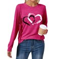 thumbnail image 2 of JAKANYQ T-Shirts pour Femmes Mode Décontractée Col Rond Manches Longues T-Shirt pour Amour Cœur Lettre Couche de Base Confortable et Tendance. pour Usage Quotidien. Tee Respirant, 2 of 3