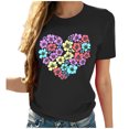 thumbnail image 4 of Liquidation d'Économies d'Été Iumwxz T-Shirts de la Saint-Valentin pour Femmes T-Shirts Basiques Hauts de Sortie pour Femmes T-Shirts Graphiques à Motif Floral Col Rond Manches Courtes Hauts pour Femmes Amples et Fluides pour la Course et les Courses, 4 of 4