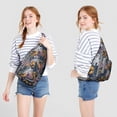 thumbnail image 3 of Boho Tropical Sling Backpack - Lush Exotic Flowers Print Shoulder Bag, Compact Lightweight for Essentials, 3 of 4