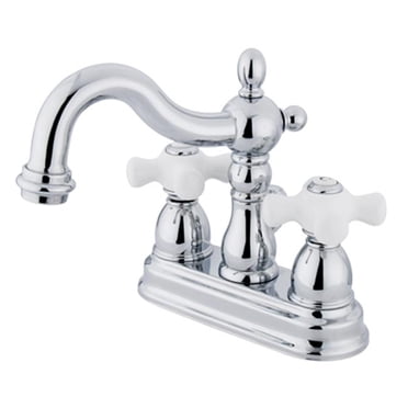 Kingston Brass KB1601PX Robinet de Lavabo Heritage 4 Pouces avec Poignée en Porcelaine Croisée, Chrome Poli
