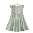 thumbnail image 2 of KYAIGUO Robes en Coton et Lin à Volants pour Bébés Filles Été Sans Manches Robe Décontractée Robe d'Été Couleur Unie Lin Coton pour 2-6 Ans, 2 of 9