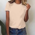 thumbnail image 2 of Timegard T-Shirts à Manches Courtes pour Femmes Col Ras du Cou Couleur Unie Confortables Décontractés Amples Chemises Haut T-Shirt Basique Blouse, 2 of 5