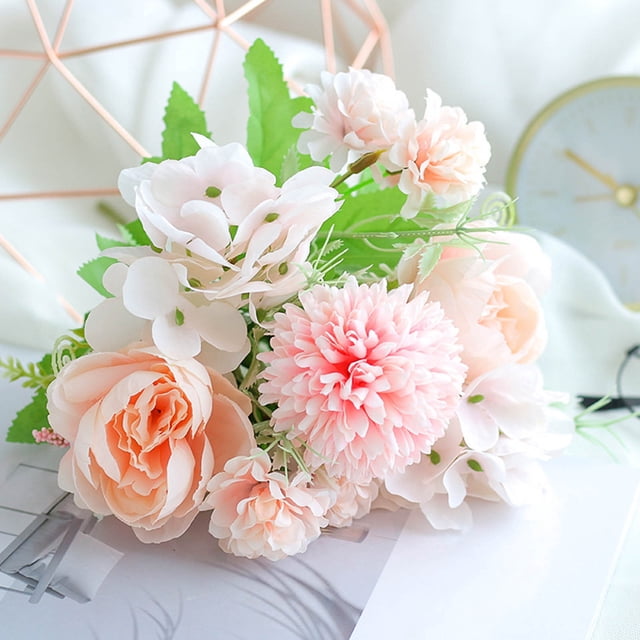 Vaidha Bouquet Simulé de Fleurs de Décoration Intérieure Bouquet de Roses Simulées Petits Guidons de Roses