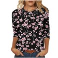 thumbnail image 1 of UPPADA Blouses pour Femmes Grande Taille à Manches 3/4, T-Shirts à Imprimé Floral Teintable, Chemises Décontractées Tendance à Col Rond, Chandails Confortables à Enfiler, Hauts Blouses Mignons d'Été, Chemises à Manches 3/4 pour Femmes, Économie, 1 of 5
