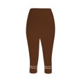 thumbnail image 5 of FNFYFH Clearance Womens 2 Pack Yoga Capri Pants Solid Color Leggings Set,Brown, 5 of 5